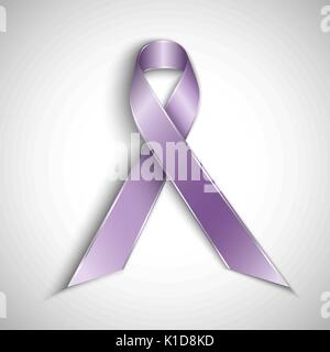 Purple ribbon auf weißem Hintergrund für den weltweiten Tag der Epilepsie Bewusstsein isoliert. Vector Illustration. Stock Vektor