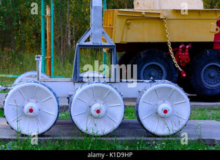 Eine Ausstellung der Sowjetischen Roboter, die die Trümmer nach dem Unfall im Kernkraftwerk Tschernobyl behandelt. Folgen der Tschernobyl nucle Stockfoto
