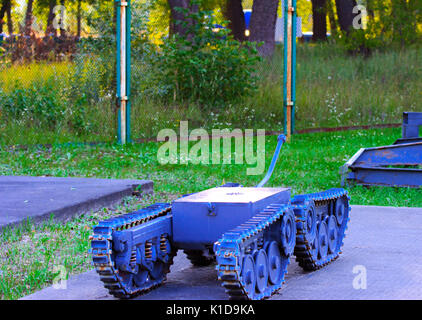 Eine Ausstellung der Sowjetischen Roboter, die die Trümmer nach dem Unfall im Kernkraftwerk Tschernobyl behandelt. Folgen der Tschernobyl nucle Stockfoto