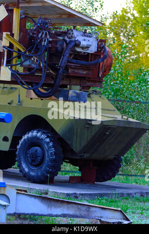 Eine Ausstellung der Sowjetischen Roboter, die die Trümmer nach dem Unfall im Kernkraftwerk Tschernobyl behandelt. Folgen der Tschernobyl nucle Stockfoto