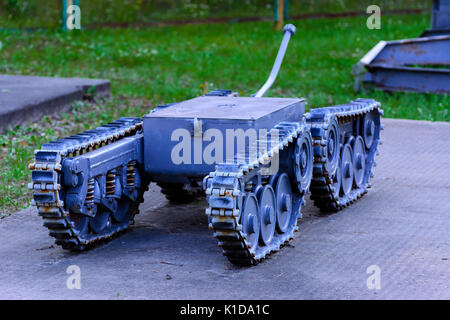 Eine Ausstellung der Sowjetischen Roboter, die die Trümmer nach dem Unfall im Kernkraftwerk Tschernobyl behandelt. Folgen der Tschernobyl nucle Stockfoto