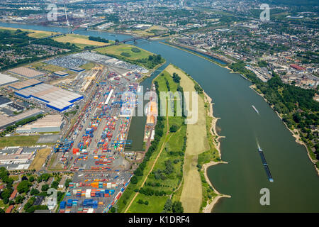 Logport 1, container Hafen am Rhein, Duisburger HafenAG, Binnenschifffahrt, Logistik, Duisburg, Ruhrgebiet Stockfoto