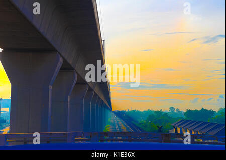 Airport Rail Link Bahn von Bangkok Suvarnabhumi Airport, Bangkok Thailand. Stockfoto