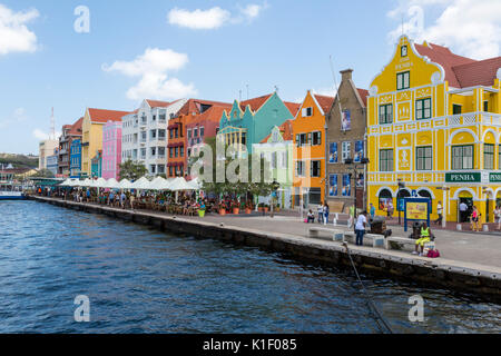 Willemstad, Curacao, Kleinen Antillen. Punda Seite Architektur. Stockfoto