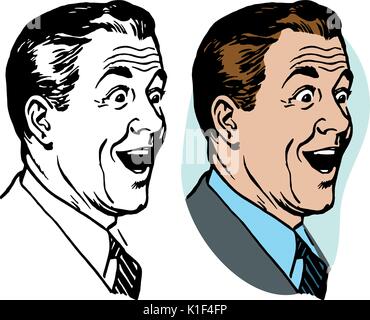 Ein Mann mit einem überraschten Ausdruck auf seinem Gesicht. Stock Vektor