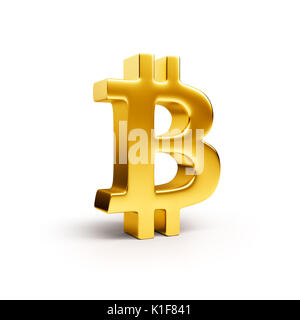 Bitcoin Symbol auf weißem Hintergrund Stockfoto