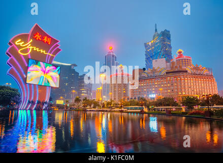 Macao, China - 12. März 2016: Blick auf die Stadt bei Nacht Macau in Macau, China Stockfoto