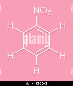 Nitrobenzol Lösungsmittel Molekül. Skelettmuskulatur Formel. Stockfoto