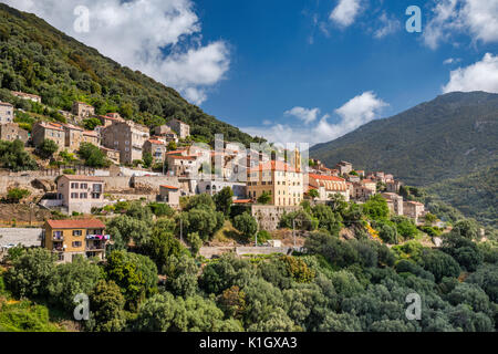 Hill Dorf Olmeto, am Hang von Punta di Buturettu, Corse-du-Sud, Korsika, Frankreich Stockfoto