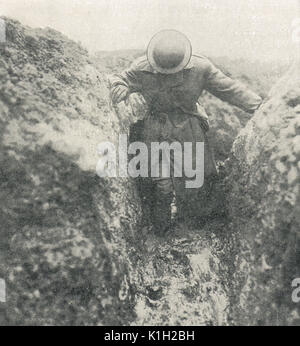 Kämpfend durch Schlamm, der Somme, WW1 Stockfoto