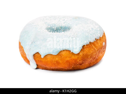 Blau Donut auf weißem Hintergrund Stockfoto