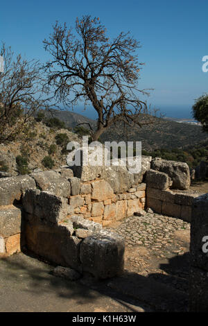 Lato war ein Dorian Stadt Staat in eine verteidigungsfähige Position mit Blick auf die Mirabello Bucht zwischen zwei Peaks an der nördlichen Küste im Osten von Kreta Stockfoto