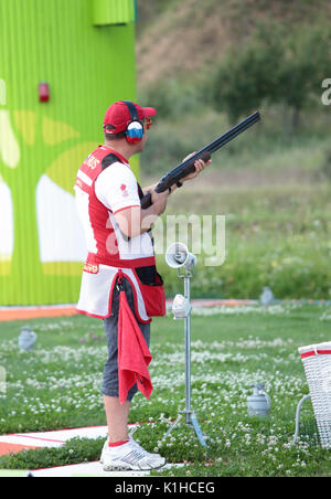 Moskau, Russland - 9. JULI: Mitglied der Russischen Olympiamannschaft Alexei Alipov beim offenen Training vor den Olympischen Spielen in London in der Lisya Nora sports Stockfoto