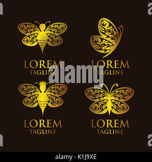 Luxus Queen Bee und Schmetterling Stockfoto