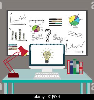 Design stilvolle Vector Illustration der modernen finanzielle Organisation oder Firma, die im Büro Stock Vektor