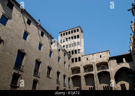 Palau Reial Major (Grand Royal Palace) im Placa del Rei (King es Square) gotischen Viertel, Barcelona, Spanien Stockfoto