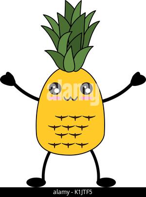 Süß und lecker Ananas niedlich Kawaii cartoon Symbol Vektor illustration Design Stock Vektor