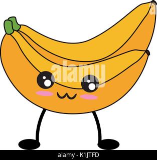 Bananen süße Frucht niedlich Kawaii cartoon Symbol Vektor illustration Design Stock Vektor