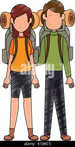 Paar backpackers Symbol Vektor illustration Graphic Design Stock Vektor
