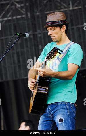 Jason Mraz führt 2009 Außerhalb landet Festival Golden Gate Park San Francisco August 29,2009. Stockfoto