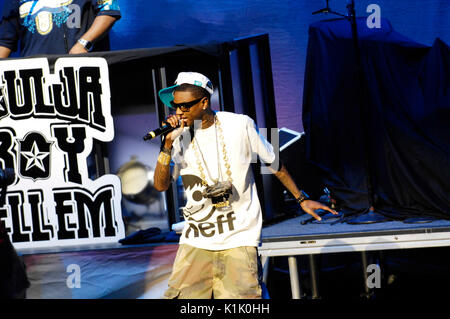 Rapper Soulja Boy Tell 'EM führt Amerikas meistgesuchte Tour Gibson Amphitheater Los Angeles auf. Stockfoto