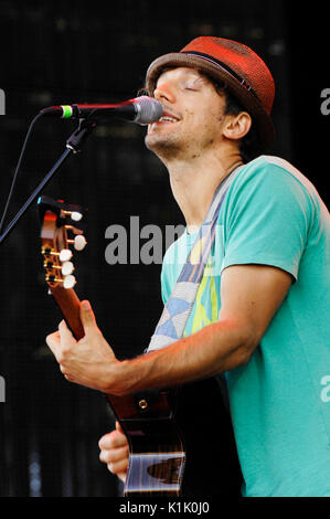 Jason Mraz führt 2009 Außerhalb landet Festival Golden Gate Park San Francisco August 29,2009. Stockfoto