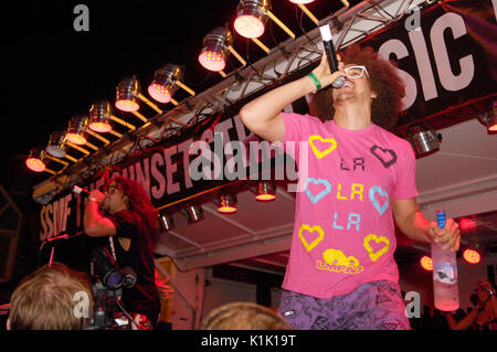 (L-R) Sky Blu Redfoo LMFAO spielt Tag 3 2. Annual Sunset Strip Music Festival September 12,2009 Los Angeles, Kalifornien. Stockfoto