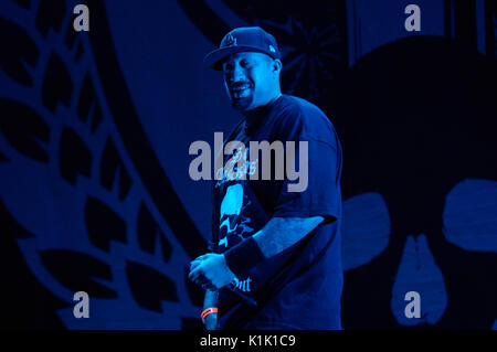 B-Real Cypress Hill spielt Cypress Hill's Smokeout San Manuel Amphitheatre Oktober 24,2009 San Bernardino. Stockfoto