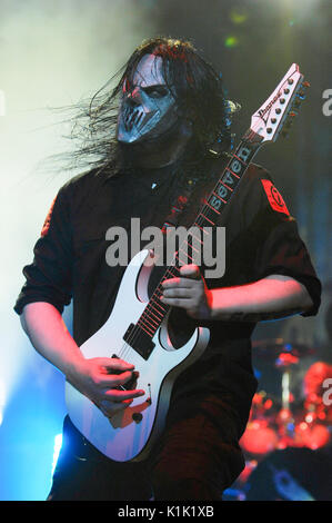 Mick Thomson Slipknot spielt Cypress Hill's Smokeout San Manuel Amphitheatre Oktober 24,2009 San Bernardino. Stockfoto