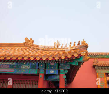 Architektonische Details, die Verbotene Stadt, Beijing, China. Erbaut während der Ming-Dynastie (1368-1644) diente es als Wohnsitz und Sitz der Regierung für Stockfoto