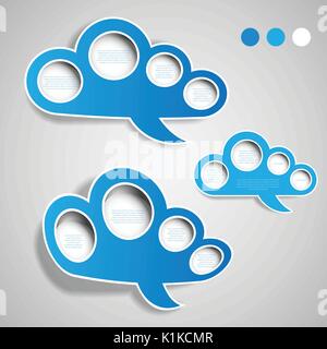 Abstrakte blaue Wolke geformt Papier Schneiden Speech Bubble Konzept - ClipArts für Web- und kreative Design-Vorlage - frei editierbare Vector Illustration Stock Vektor