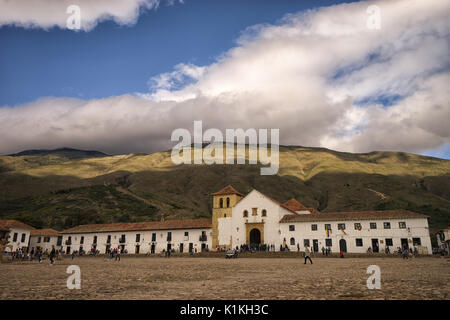 Villa de Leyva Main Plaza Stockfoto