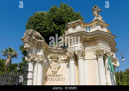 Eingang zu Bioparco di Roma, Zoo in Rom, Italien Stockfoto