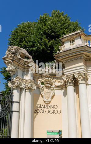 Eingang zu Bioparco di Roma, Zoo in Rom, Italien Stockfoto