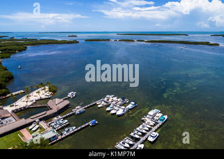 Florida, Florida Keys, Upper, Islamorada, Florida Bay, kleines Becken, Shell Key, Luftaufnahme von oben, FL17081845D Stockfoto