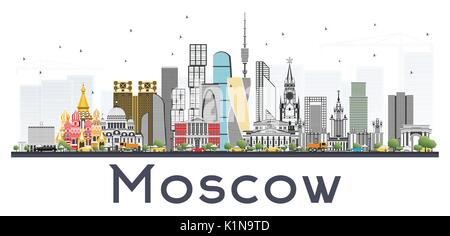 Moskau Russland Skyline mit grauen Gebäude auf weißem Hintergrund. Vector Illustration. Business Travel und Tourismus Abbildung Stock Vektor