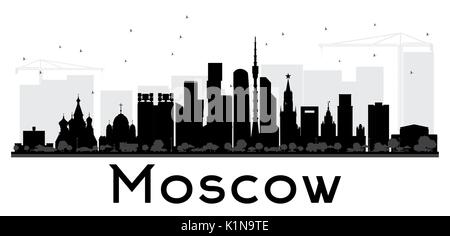 Moskau City Skyline schwarze und weiße Silhouette. Vector Illustration. Einfache flache Konzept für Tourismus Präsentation, Banner, Plakat oder Website. Stock Vektor