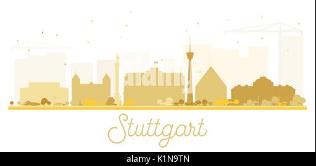 Stuttgart City Skyline golden Silhouette. Vector Illustration. einfache flache Konzept für Tourismus Präsentation, Banner, Plakat oder Website. Stock Vektor