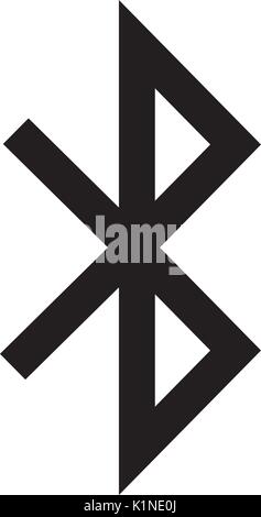 Bluetooth flachbild Zeichen Vector schwarz Symbol isoliert auf weißem Hintergrund Stock Vektor