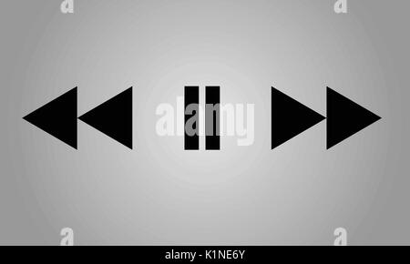 Vector schwarz media player Icon Set auf grauem Hintergrund. Pause und speed-Taste Stock Vektor