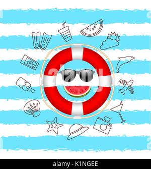 Banner für die Sommerzeit. Urlaub-Hintergrund mit Hand Zeichenelemente Stock Vektor