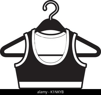 Schwarze Abschnitte silhouette Shirt Top für Frauen in Kleiderbügel Stock Vektor