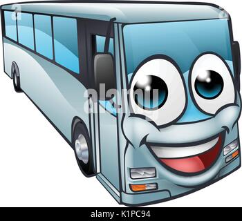 Coach Bus Zeichentrickfigur Maskottchen Stock Vektor