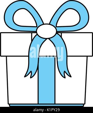 Flache Linie monocromatic Geschenk auf weißem Hintergrund Vector Illustration Stock Vektor