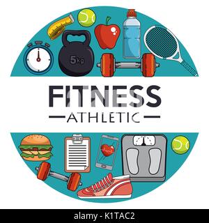 Icon Set von Fitness Sport und Fitness Thema Vector Illustration Stock Vektor