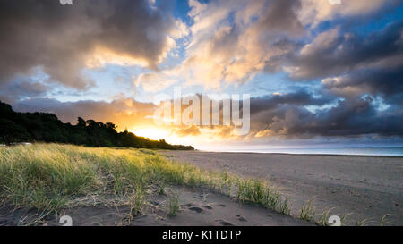 Sonnenuntergang über Safed Strand, Taranaki, Neuseeland Stockfoto