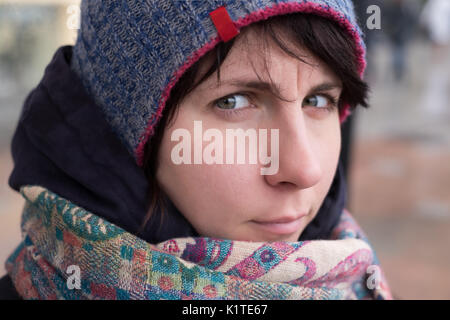 Winter Frau in hat Stockfoto