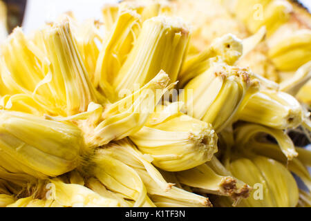 Offenen Jackfrüchte hautnah Textur. Tropische Früchte Stockfoto