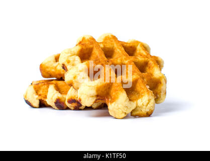 Gebackene Waffeln isoliert auf weißem Hintergrund Stockfoto