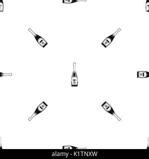 Flasche Champagner Muster nahtlose Schwarz Stock Vektor